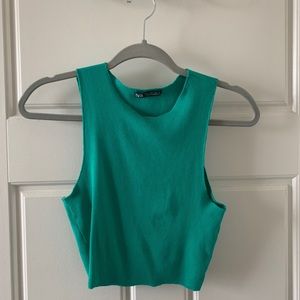 Zara blue-ish green crop top